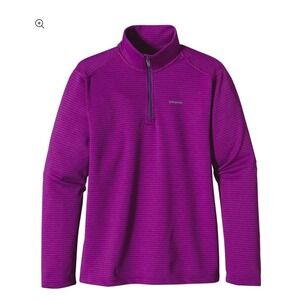 Patagonia Purple Striped Quarter Zip Fleece Pullover Top girls XL